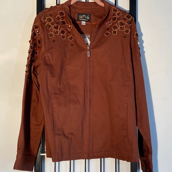 Bob Mackie Canvas and Gemstone Jacket Size L NWT - Picture 4 of 16